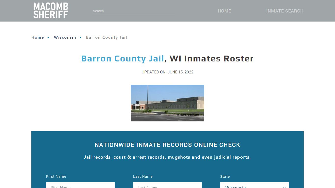 Barron County Jail, WI Jail Roster, Name Search