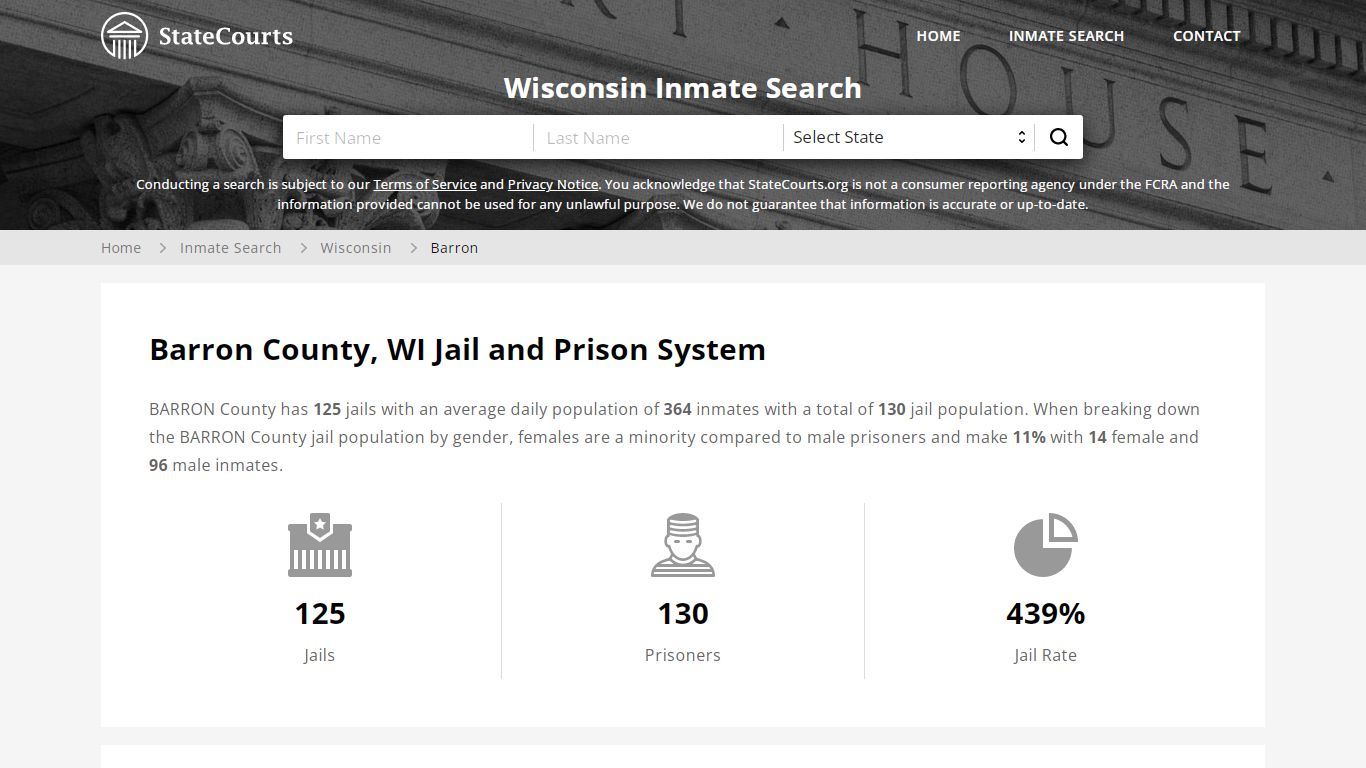 Barron County, WI Inmate Search - StateCourts