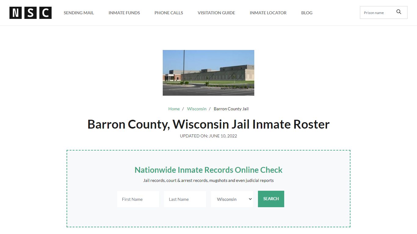 Barron County, Wisconsin Jail Inmate Roster - Nationwide Inmate Lookup ...