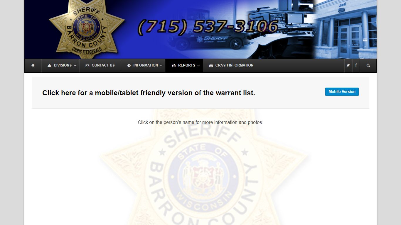 Barron County Sheriffs Department | Sheriff Chris Fitzgerald